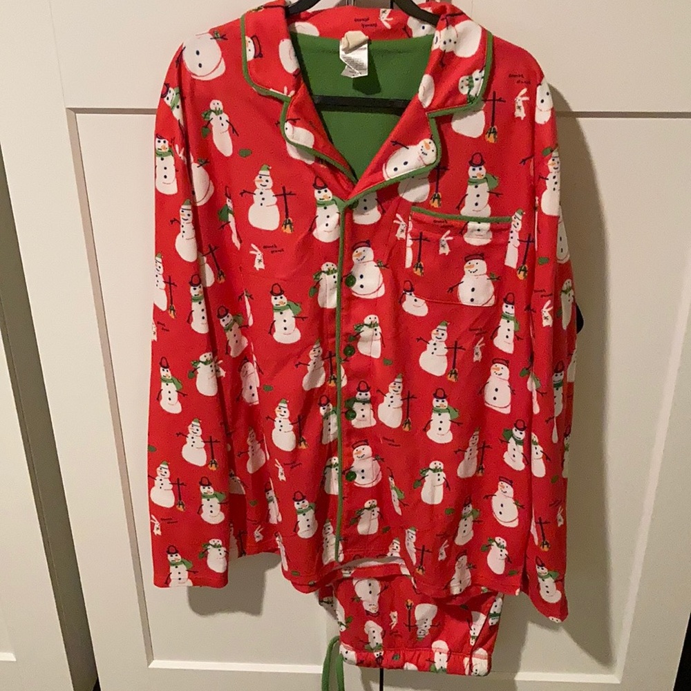 Munki Munki XL Snowman Flannel Christmas Pajamas